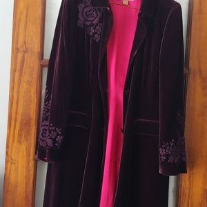 Monsoon purple Velvet dress coat .